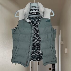 The North Face puffy vest, XS, sage green